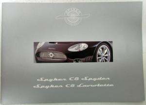 2001 2002 Spyker C8 Spyder Laviolette Color Sales Brochure Original