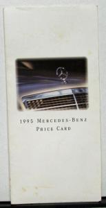 1995 Mercedes-Benz Dealer Salesmens Price Card Options Cost Full Line