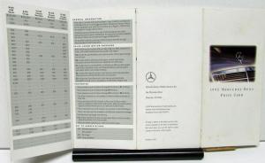 1995 Mercedes-Benz Dealer Salesmens Price Card Options Cost Full Line