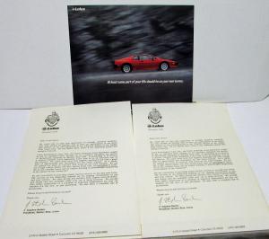 1986 Barber Bros Lotus Dealer Intro Sheets & Color Car Handout Sheet