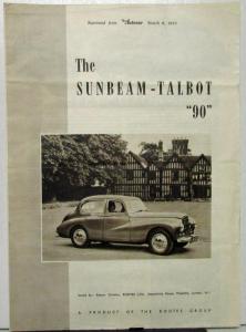 1953 Sunbeam Talbot 90 Mark IIA Saloon Autocar Road Test Sales Folder Original