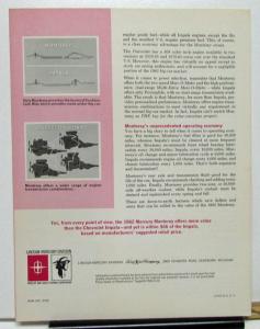 1962 Mercury Monterey vs Chevy Impala Dealer Salesmen's Retention Bulletin
