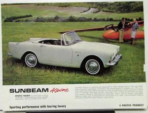 1960 Sunbeam Alpine Sports Tourer Color Data Sheet Original 1961 1962 1963