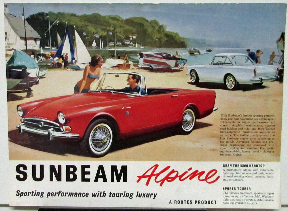 1960 Sunbeam Alpine Gran Turismo & Sports Tourer Data Sheet 1961 1962 1963 Orig
