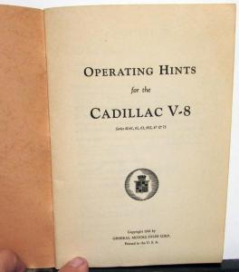 1942 Cadillac Model 61 62 63 60S 67 & 75 Owners Operator Hints Manual Original
