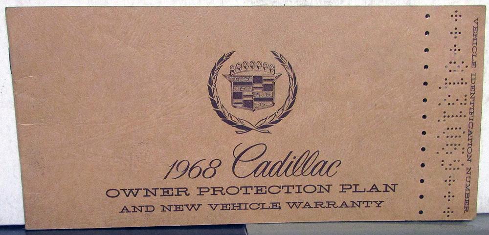 1968 Cadillac Owners Protection Plan Models Calais DeVille Eldorado 61 60S 75