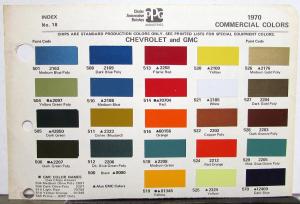 1970 Chevrolet & GMC Truck Paint Chips Commercial Colors By PPG