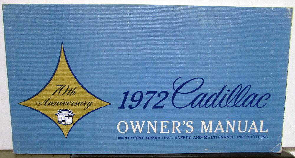 1972 Cadillac Calais DeVille 60S Eldorado 75 Owners Operator Manual Original
