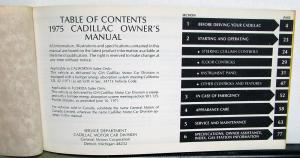 1975 Cadillac Calais DeVille Eldorado 60S 75 Owners Operator Manual