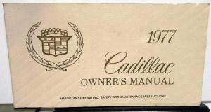 1977 Cadillac DeVille Eldorado Fleetwood Owners Operator Manual