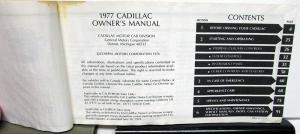 1977 Cadillac DeVille Eldorado Fleetwood Owners Operator Manual