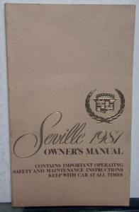 1981 Cadillac Seville Owners Operator Manual Original