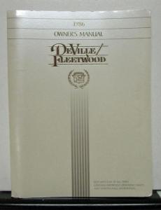 1986 Cadillac DeVille & Fleetwood Sedan & Limo Owners Operator Manual Original