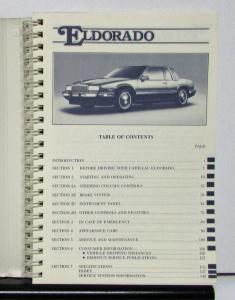 1987 Cadillac Eldorado Owners Operator Manual Original