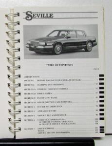1988 Cadillac Seville Owners Operator Manual Original