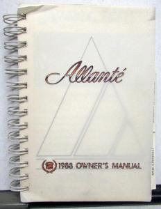 1988 Cadillac Allante Operator Owners Manual Original