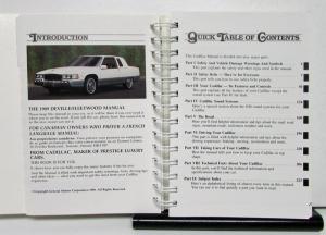 1989 Cadillac Deville Fleetwood Operator Owners Manual Original W/Warranty Book