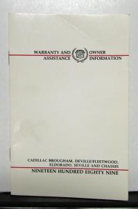 1989 Cadillac Deville Fleetwood Operator Owners Manual Original W/Warranty Book
