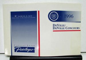 1996 Cadillac DeVille Concours Operator Owners Manual Original