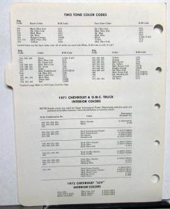 1971 1972 GMC Chevrolet Commercial Truck Colors Paint Chips by RM Original