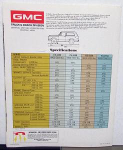 1971 GMC Jimmy Model Truck Sales Brochure Folder Original