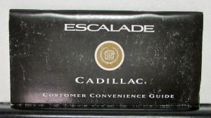 1999 Cadillac Escalade Customer Convenience Guide Original