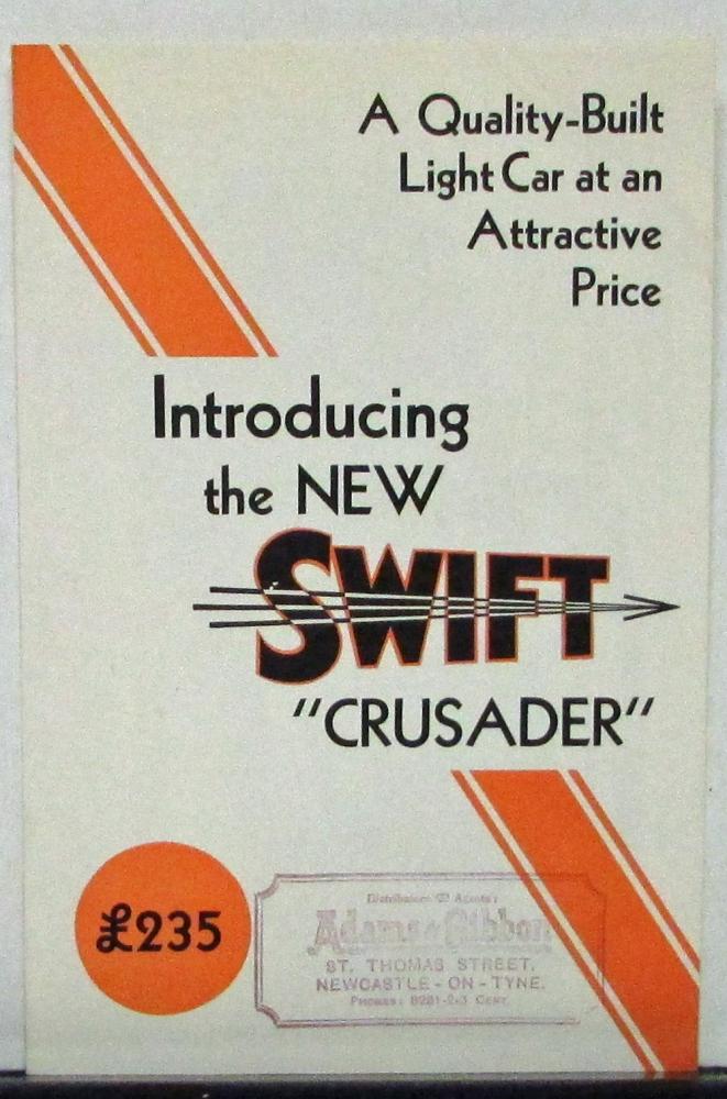 1931 1932 Swift Crusader Fabric Sun Saloon English Car Sales Folder Original