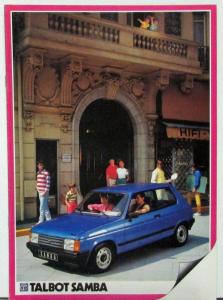 1983 Talbot Samba LS AL GL GLS Cabriolet Car FRENCH Text Sales Brochure Original