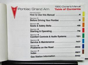 1990 Pontiac Grand Am Operator Owner Manual Original