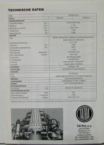 1993 1994 Tatra 613-4 Mobicom Sales Data Sheet GERMAN Text Original