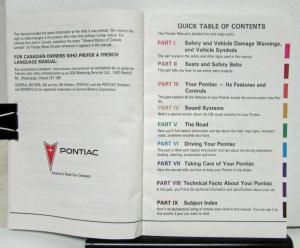 1990 Pontiac Bonneville Operator Owner Manual Original