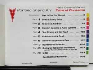 1992 Pontiac Grand Am Operator Owner Manual Original