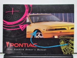 1992 Pontiac Sunbird Operator Owner Manual Original