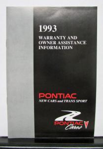 1993 Pontiac Trans Sport Operator Owner Manual Original W/Softcover
