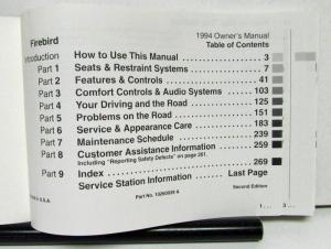 1994 Pontiac Firebird Trans Am Operator Owner Manual Original