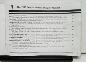 1995 Pontiac Sunfire Operator Owner Manual Original