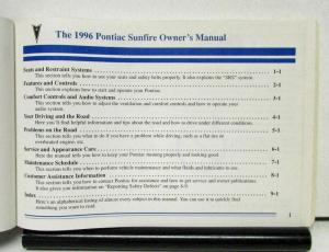 1996 Pontiac Sunfire Operator Owners Manual Original
