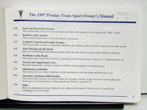1997 Pontiac Trans Sport Operator Owner Manual Original