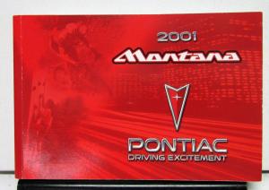 2001 Pontiac Montana Operator Owners Manual Original