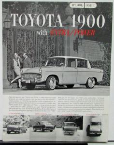1962 63 64 65 Toyota Tiara 1900 RT 30 L 85 HP Extra Power Sales Data Sheet Orig