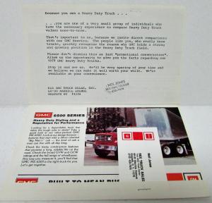 1977 GMC Trucks Heavy Duty Sales Mailer Folder with Business Card