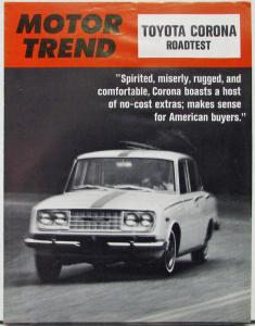 1966 Toyota Corona Motor Trend Road Test Reprint Article Sales Folder Original