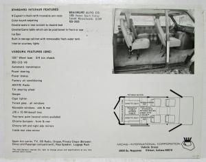 1977 GMC Van Conversions by Midas Spec Data Sheet Original