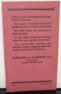 1923 Marmon Dealer Pocket Brochure Dependability Nordyke & Marmon Indianapolis