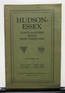 1927 Hudson Essex Coach Sedan Body Parts List Manual Original