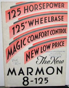 1932 Marmon 8 125 5 Pass Sedan 2 Pass Coupe Color Sales Brochure Folder Original