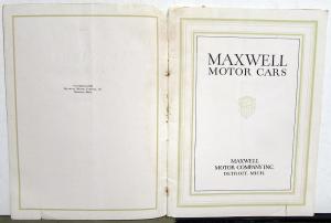 1917 Maxwell Motor Cars Dealer Sales Brochure Booklet Company History