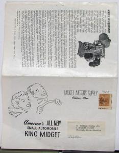 1952 1953 King Midget 2 Passenger Small Auto Sales Brochure Folder MAILER Orig
