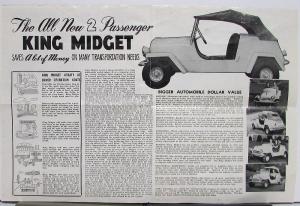 1952 1953 King Midget 2 Passenger Small Auto Sales Brochure Folder MAILER Orig