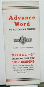 1917 Moline Knight Model G Sales Brochure Folder Advance Word Features Specs